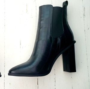 Crocodile skin ankle booties